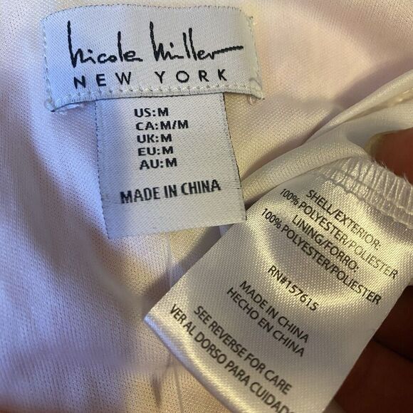 Nicole Miller Mini Dress Sz M Neon Multicolored Pop Art V Neck Elastic Tie Waist - Picture 5 of 10